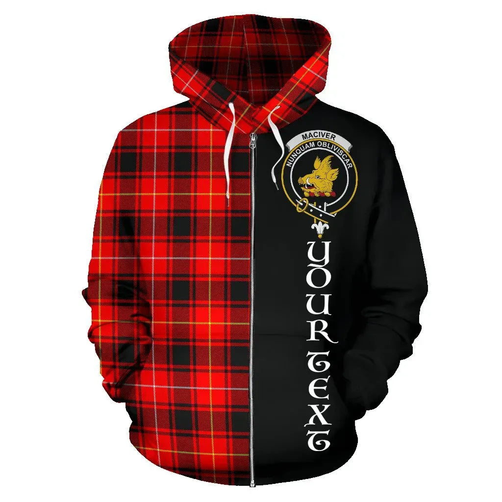 Printivon Custom Your Text Maciver Modern Tartan Hoodie Half Of Me