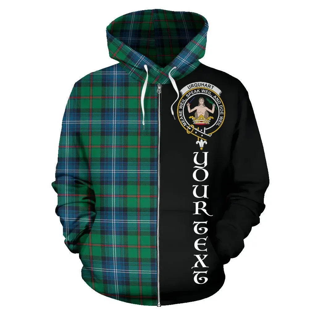 Printivon Custom Your Text Urquhart Ancient Tartan Hoodie Half Of Me