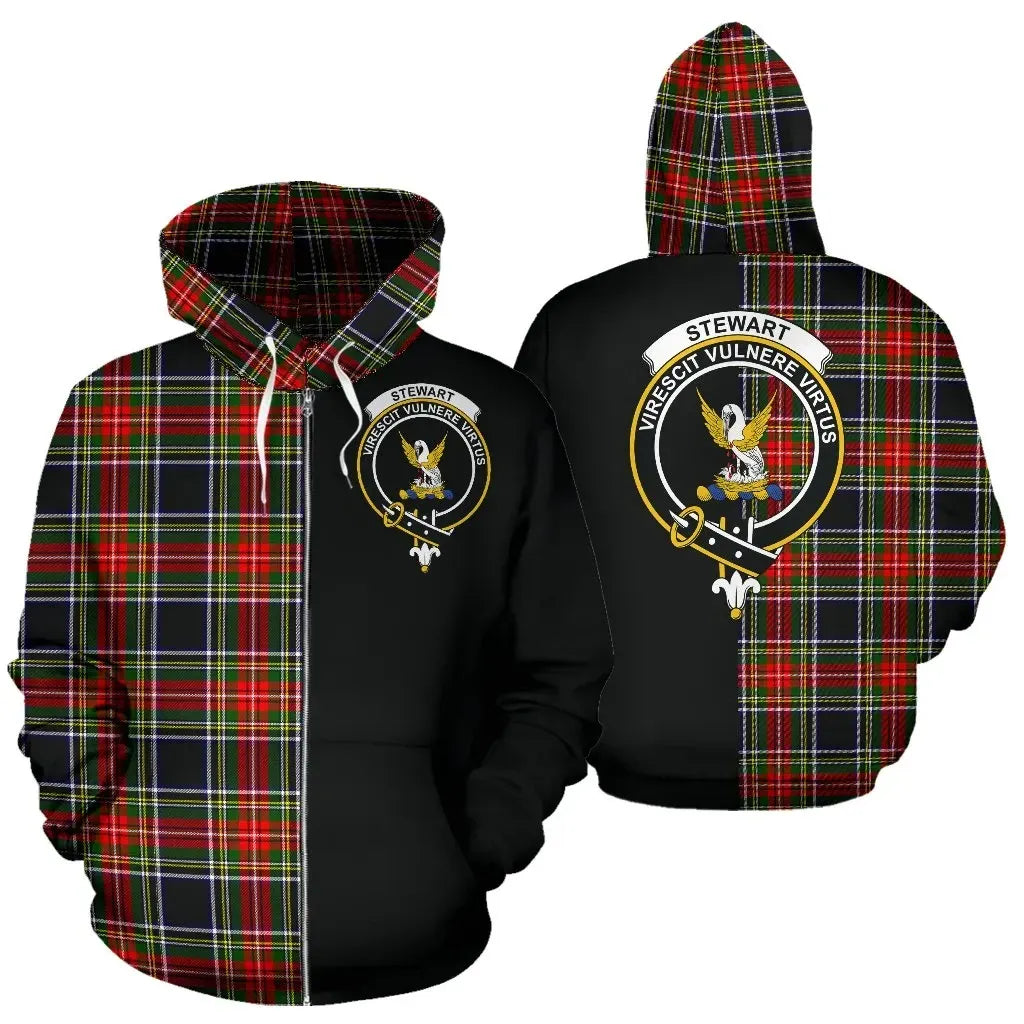 Printivon Custom Your Text Stewart Black Tartan Hoodie Half Of Me