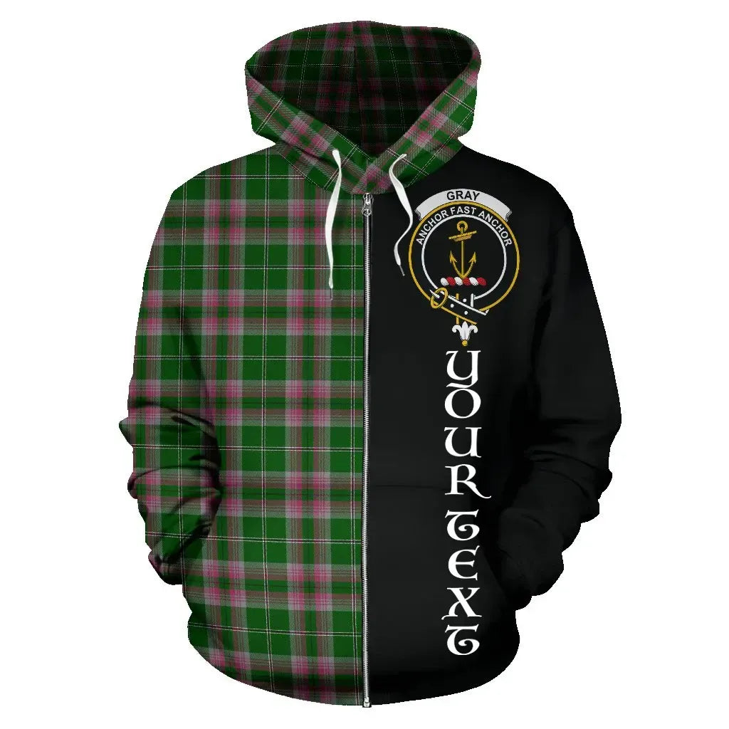 Printivon Custom Your Text Gray Hunting Tartan Hoodie Half Of Me
