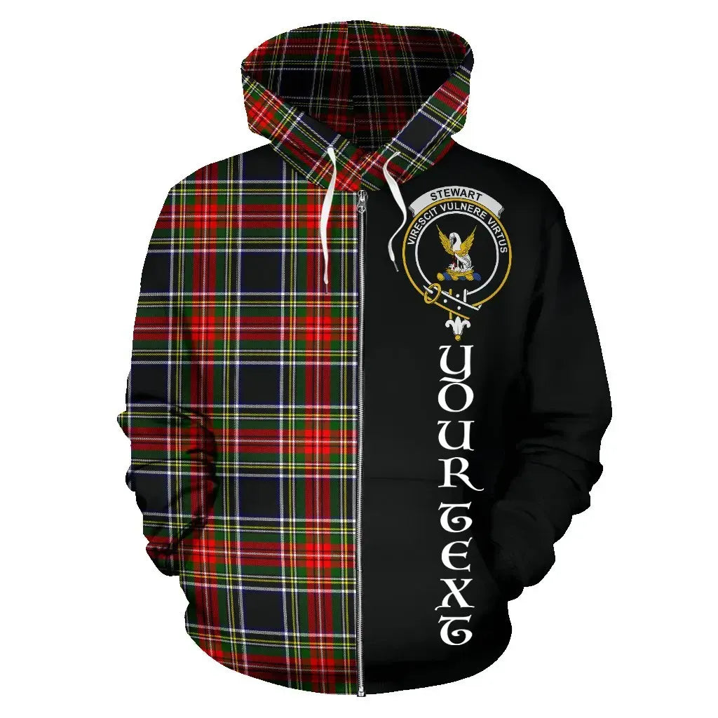 Printivon Custom Your Text Stewart Black Tartan Hoodie Half Of Me
