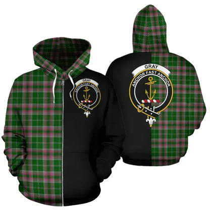 Printivon Custom Your Text Gray Hunting Tartan Hoodie Half Of Me