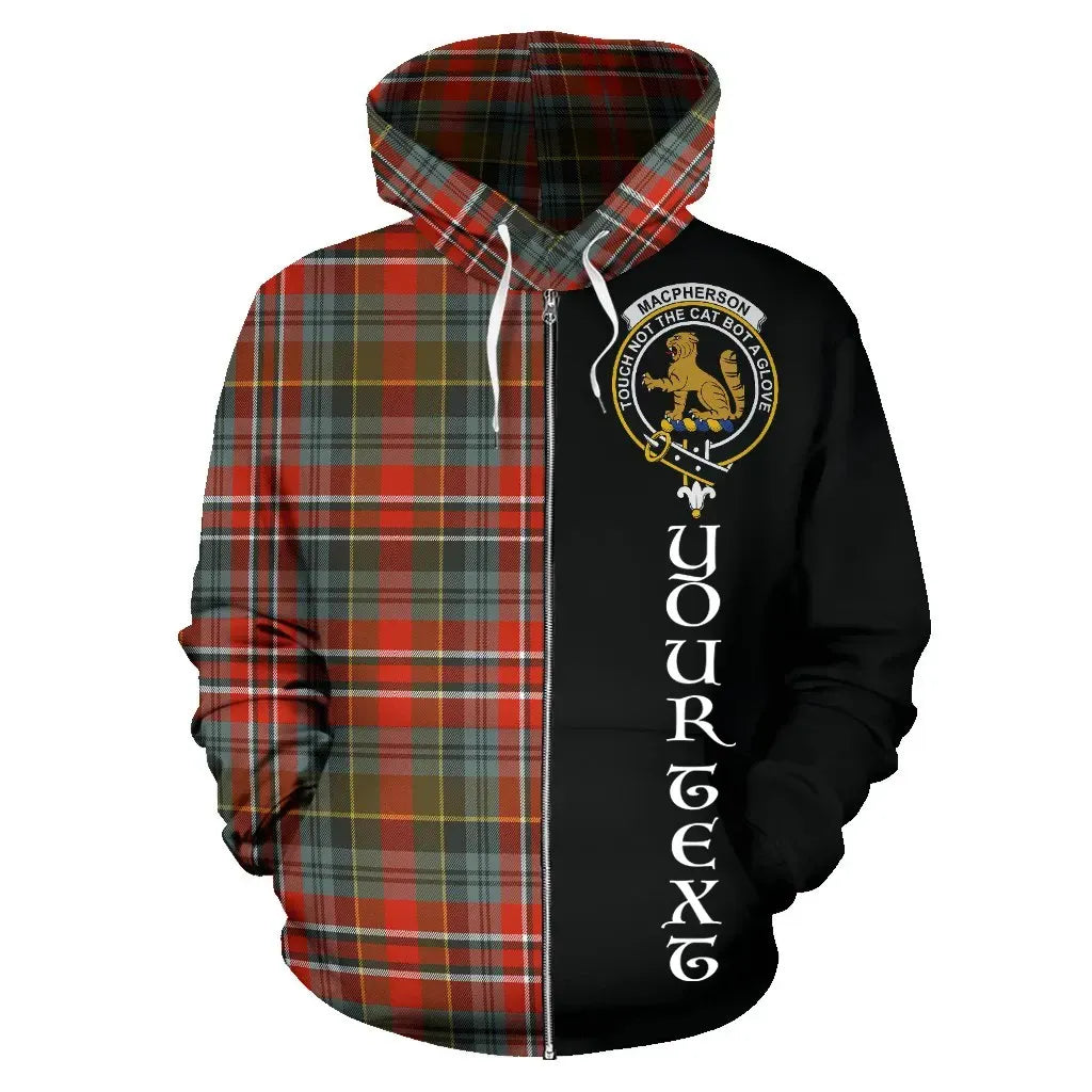 Printivon Custom Your Text Macpherson Weathered Tartan Hoodie Half Of Me
