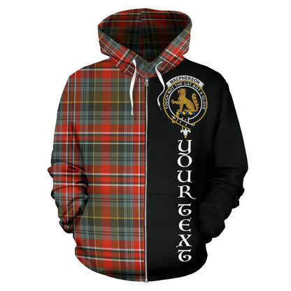 Printivon Custom Your Text Macpherson Weathered Tartan Hoodie Half Of Me