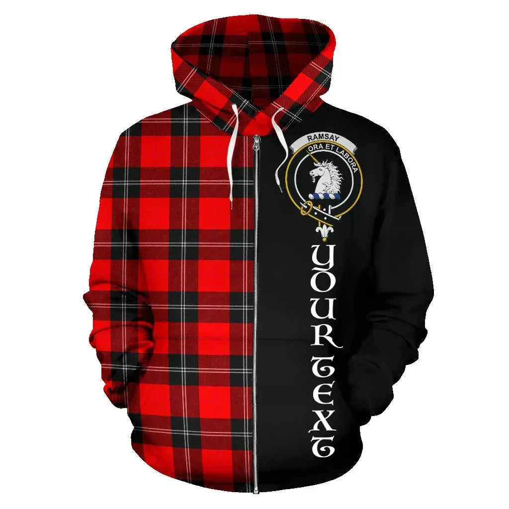 Printivon Custom Your Text Ramsay Modern Tartan Hoodie Half Of Me