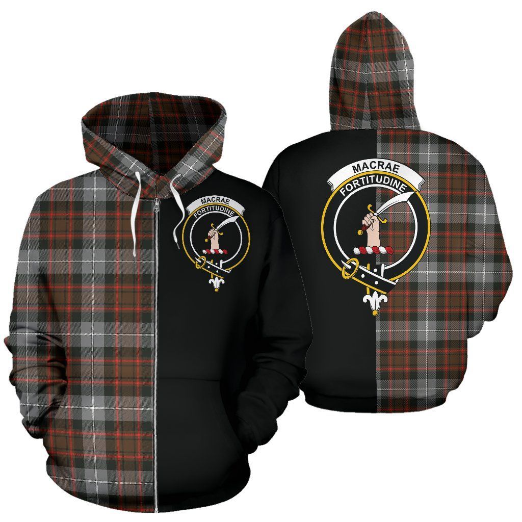 Printivon Custom Your Text Macrae Hunting Weathered Tartan Hoodie Half Of Me
