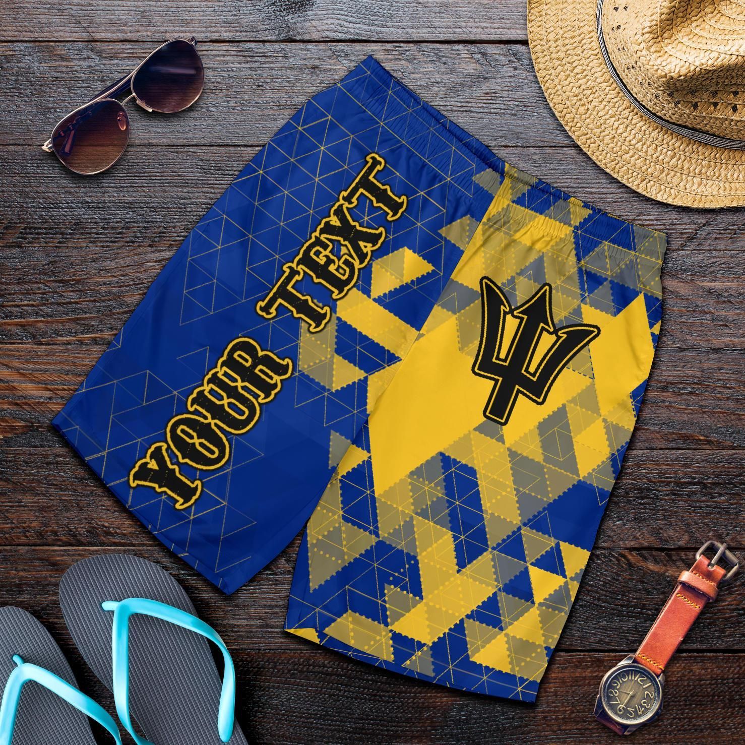 Barbados Personalised Men's Shorts National Flag Polygon Style