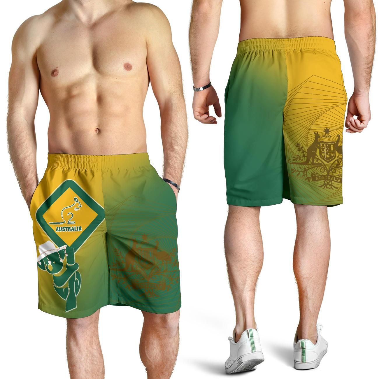 Shorts Aus Flag and Coat Of Arms Short Kangaroo and Koala Sign Men