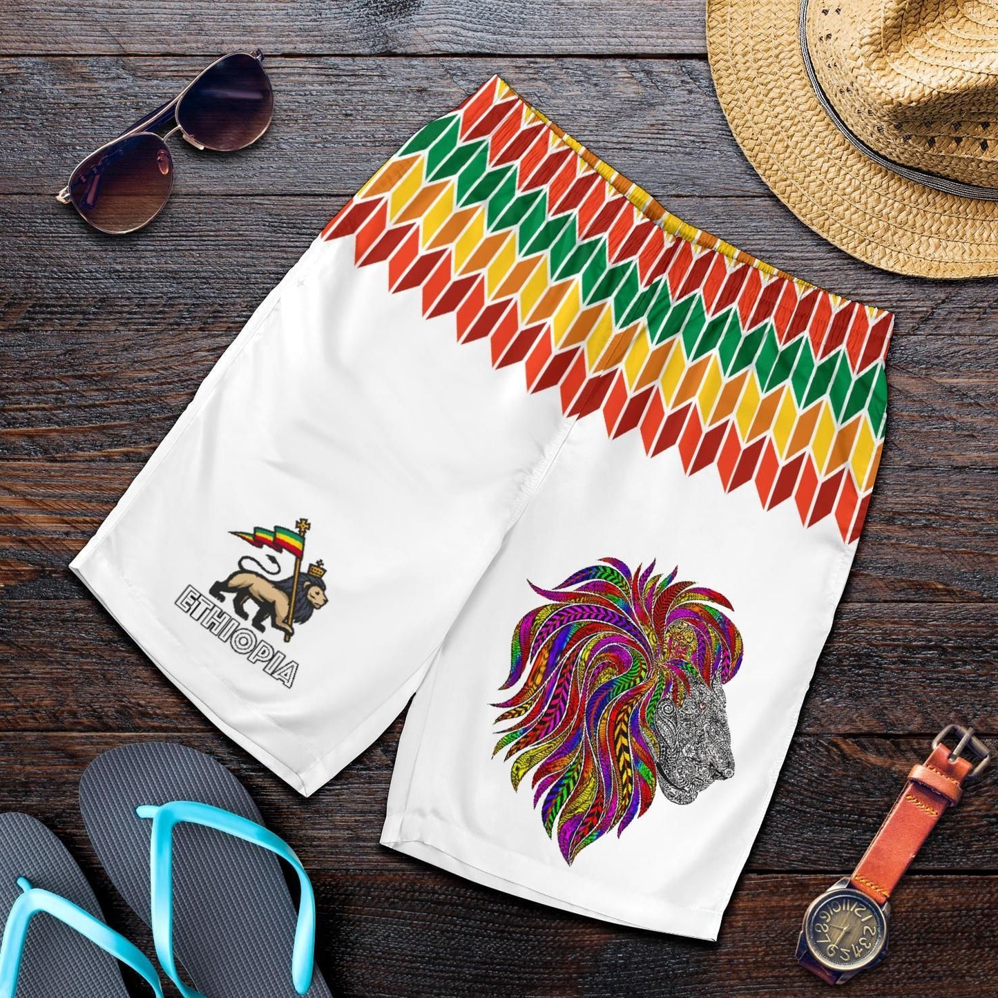 Ethiopia Men's Shorts Ethiopian Color Lion Pattern