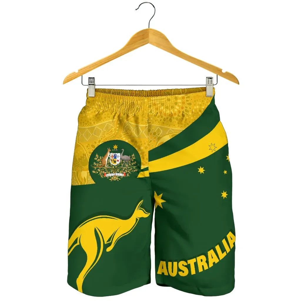 Australia Shorts Australia Round Kangaroo Aboriginal Men Green