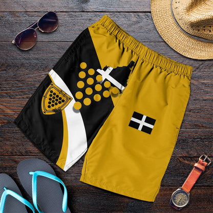Cornwall Celtic Shorts Men Cornish Flag With Duke of Cornwall Version 2