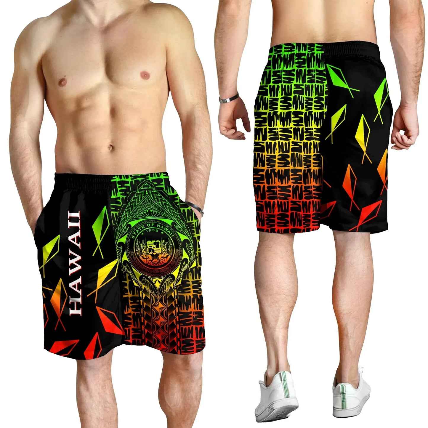 Hawaii Men Shorts Hawaii Seal Rocket Style Reggae 8