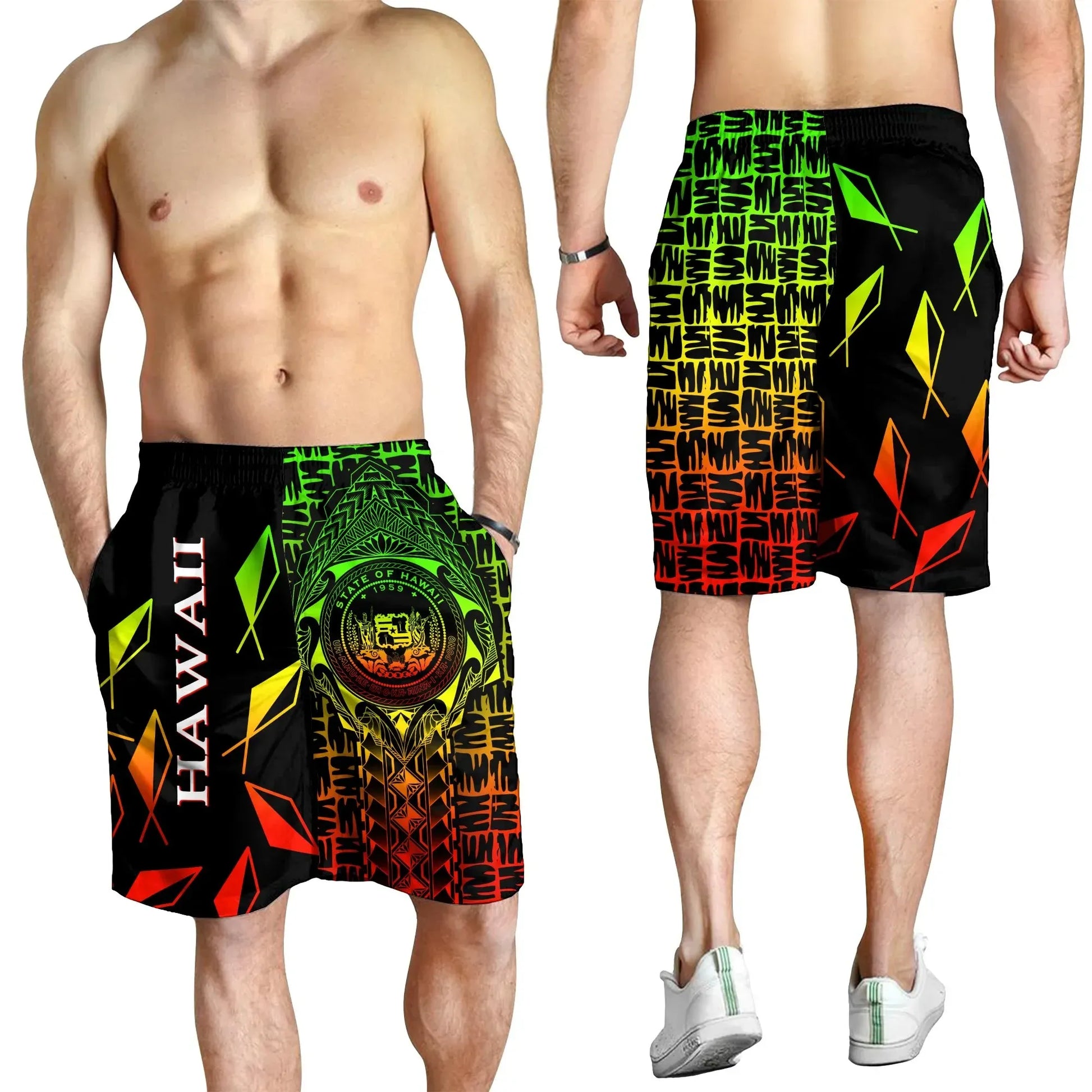 Hawaii Men Shorts Hawaii Seal Rocket Style Reggae 8
