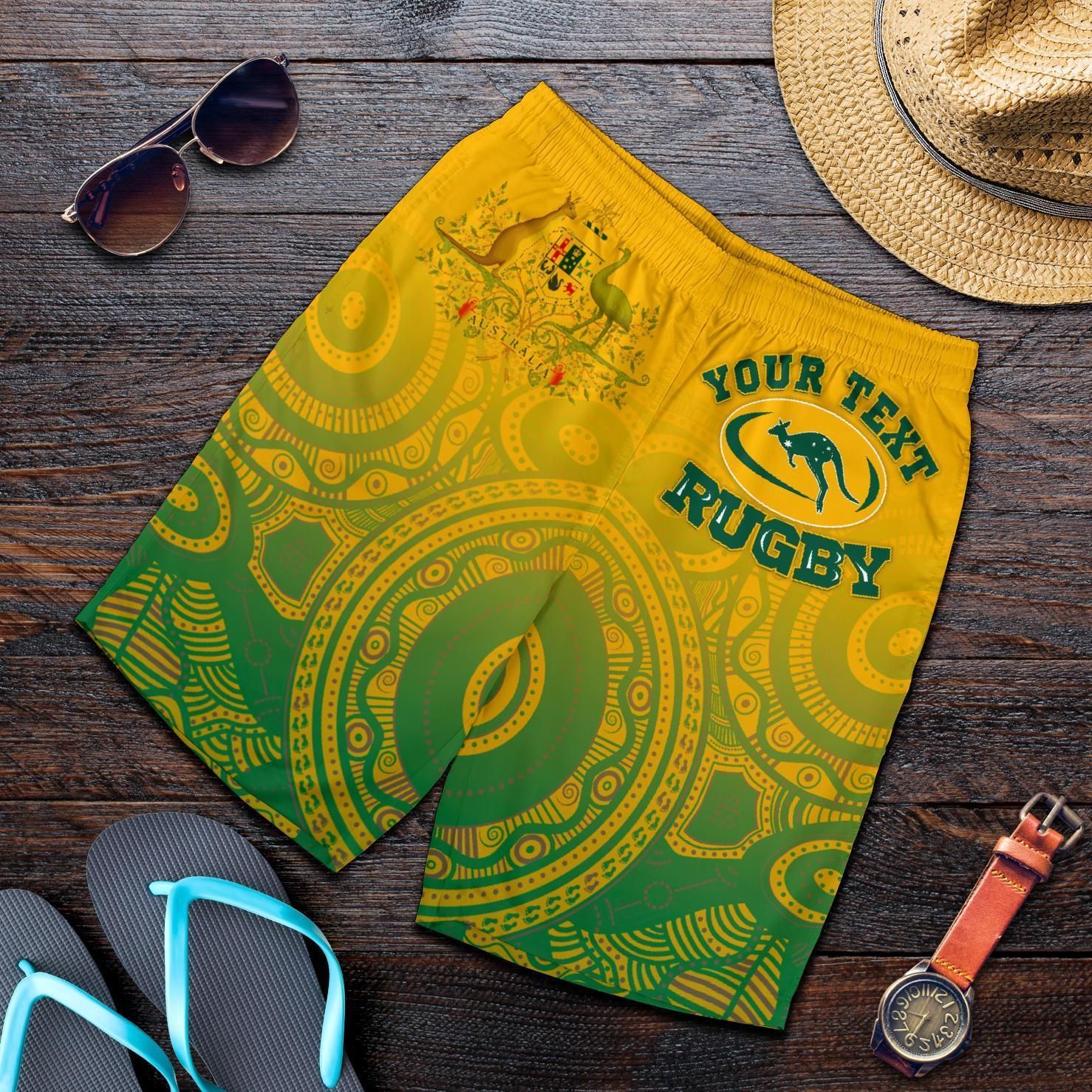 [Custom] Australia Aboriginal Men's Shorts Australia Rugby and Coat Of Arms