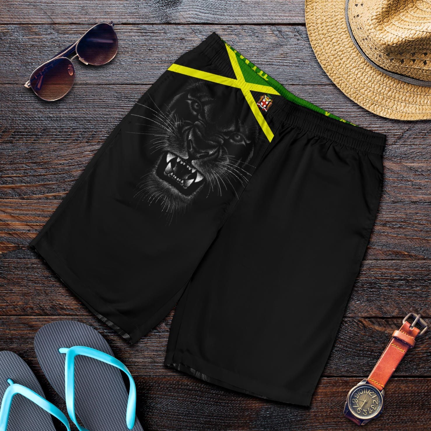Africa Shorts Jamaica Lion Flag Color