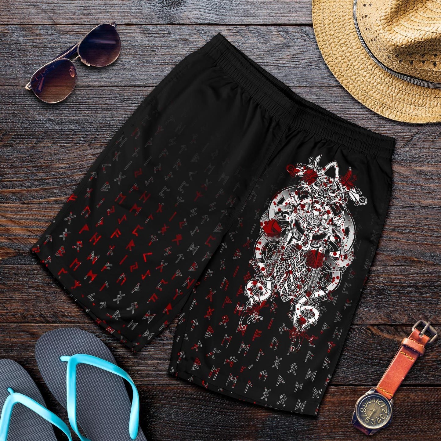 Fenrir & Tyr Tattoo Blood All Over Print Men's Shorts