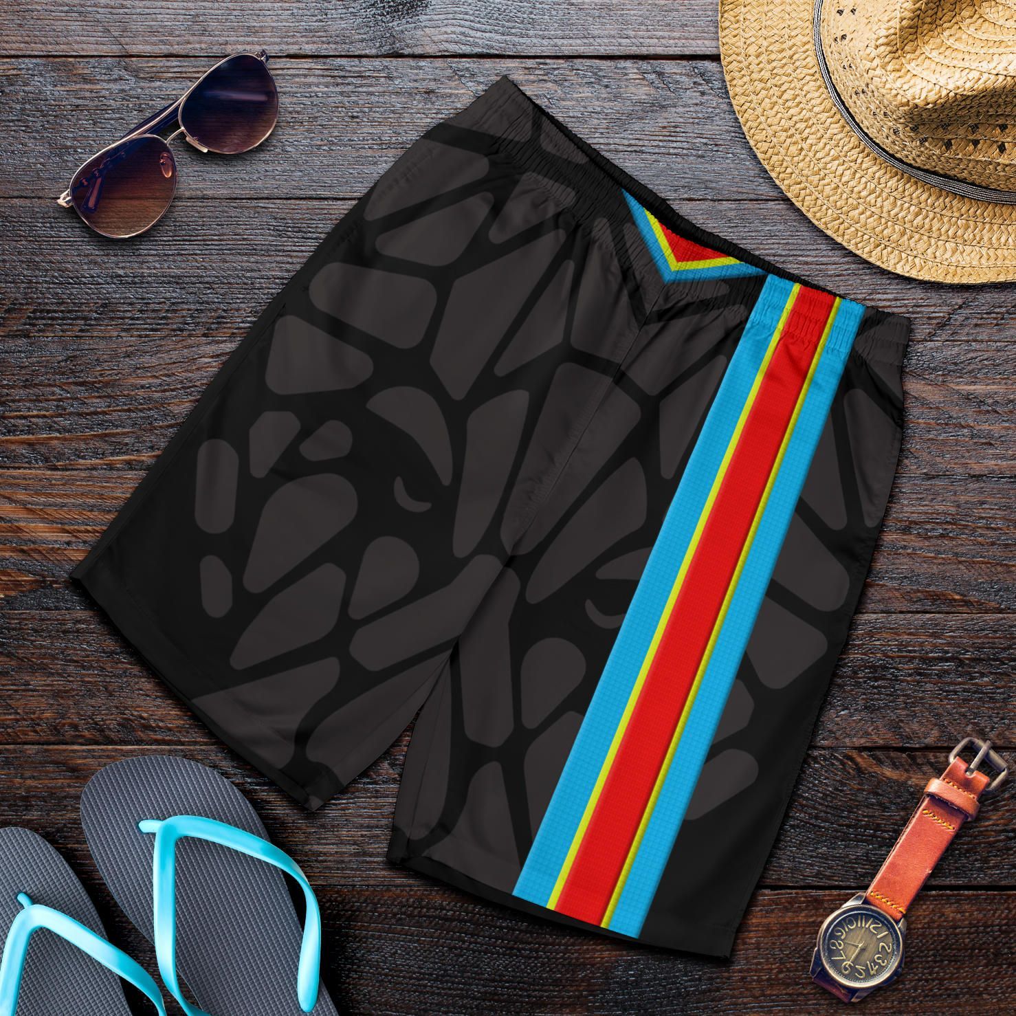 Africa Shorts Democratic Republic of the Congo Flag Color