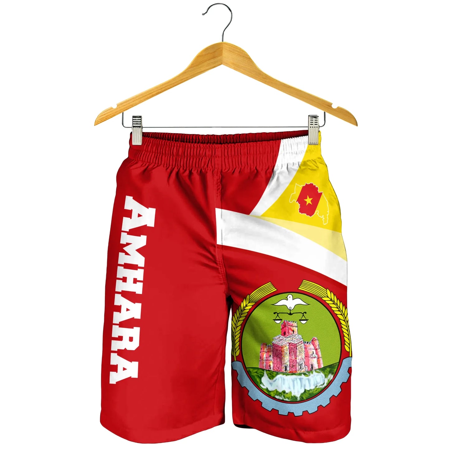 Amhara Shorts Amhara Flag Maps Red Men