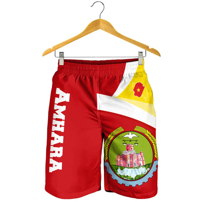Amhara Shorts Amhara Flag Maps Red Men