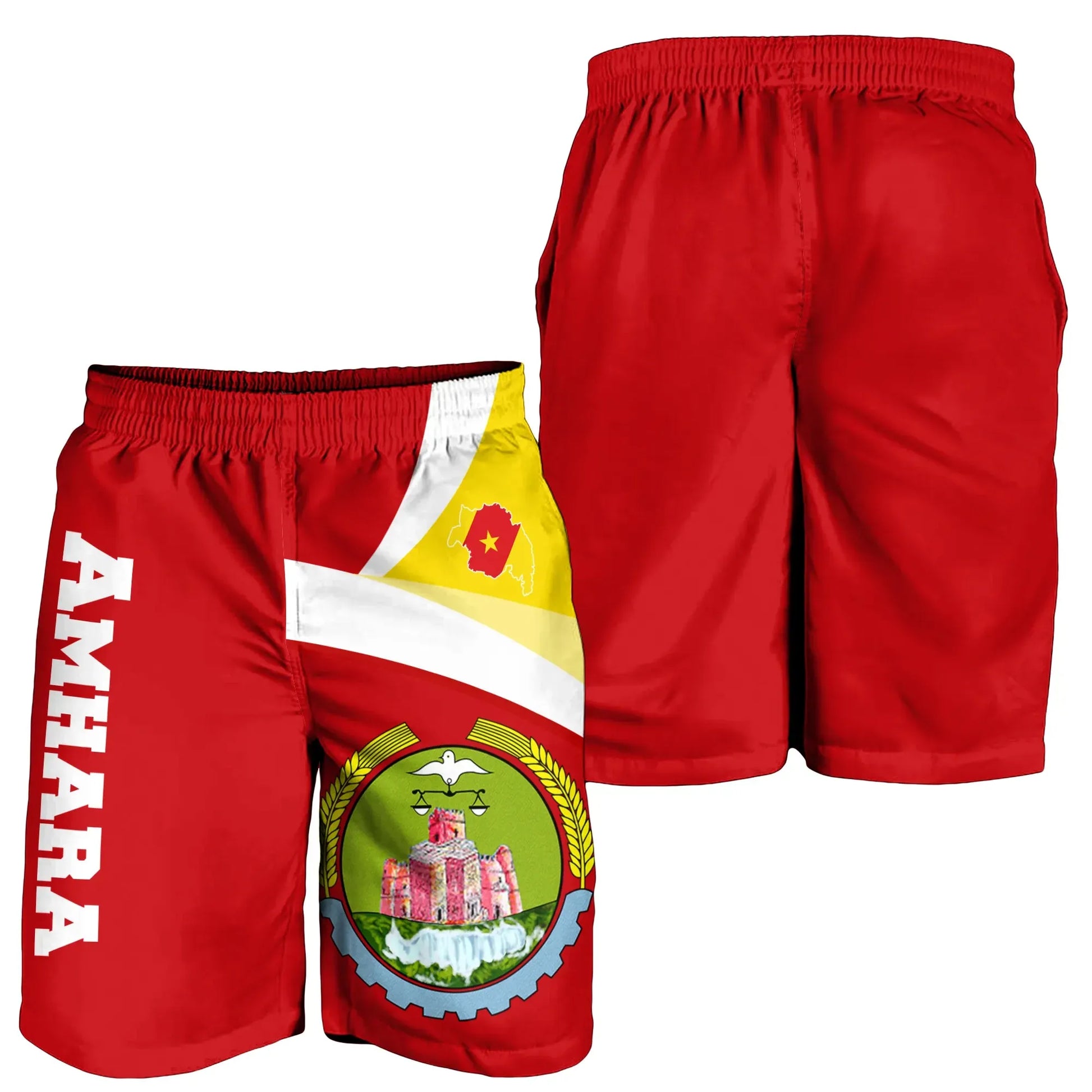 Amhara Shorts Amhara Flag Maps Red Men