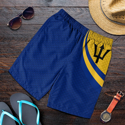 Barbados Men's Shorts Barbados Coat Of Arms and Flag Color