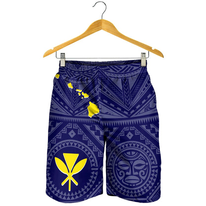 Hawaii Men's Short Hawaii Kanaka Maoli And Map Blue