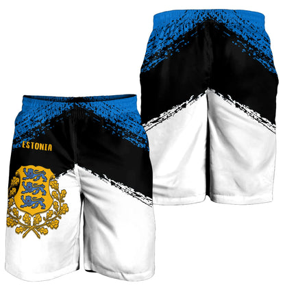 Estonia Men's Short Coat Of Arms And Flag Color