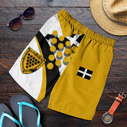Cornwall Celtic Shorts Men Cornish Flag With Duke of Cornwall
