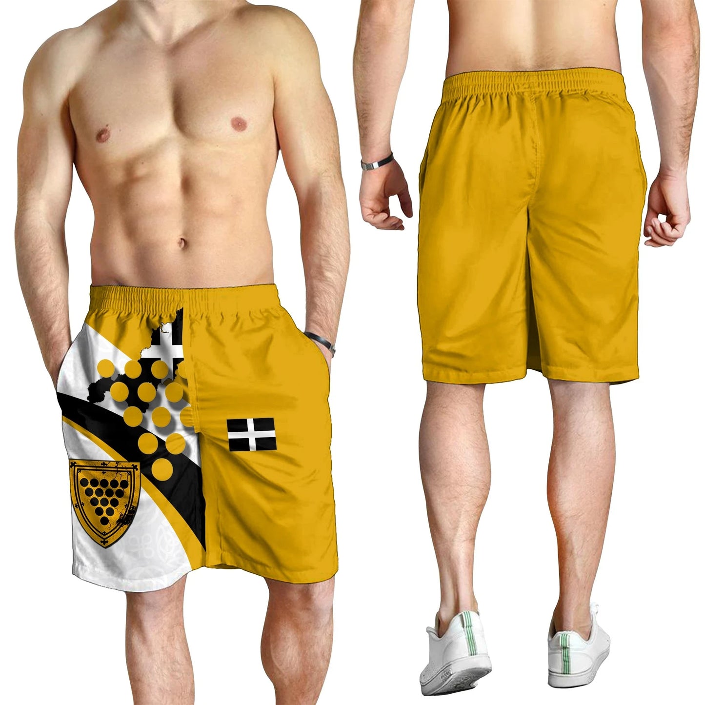 Cornwall Celtic Shorts Men Cornish Flag With Duke of Cornwall