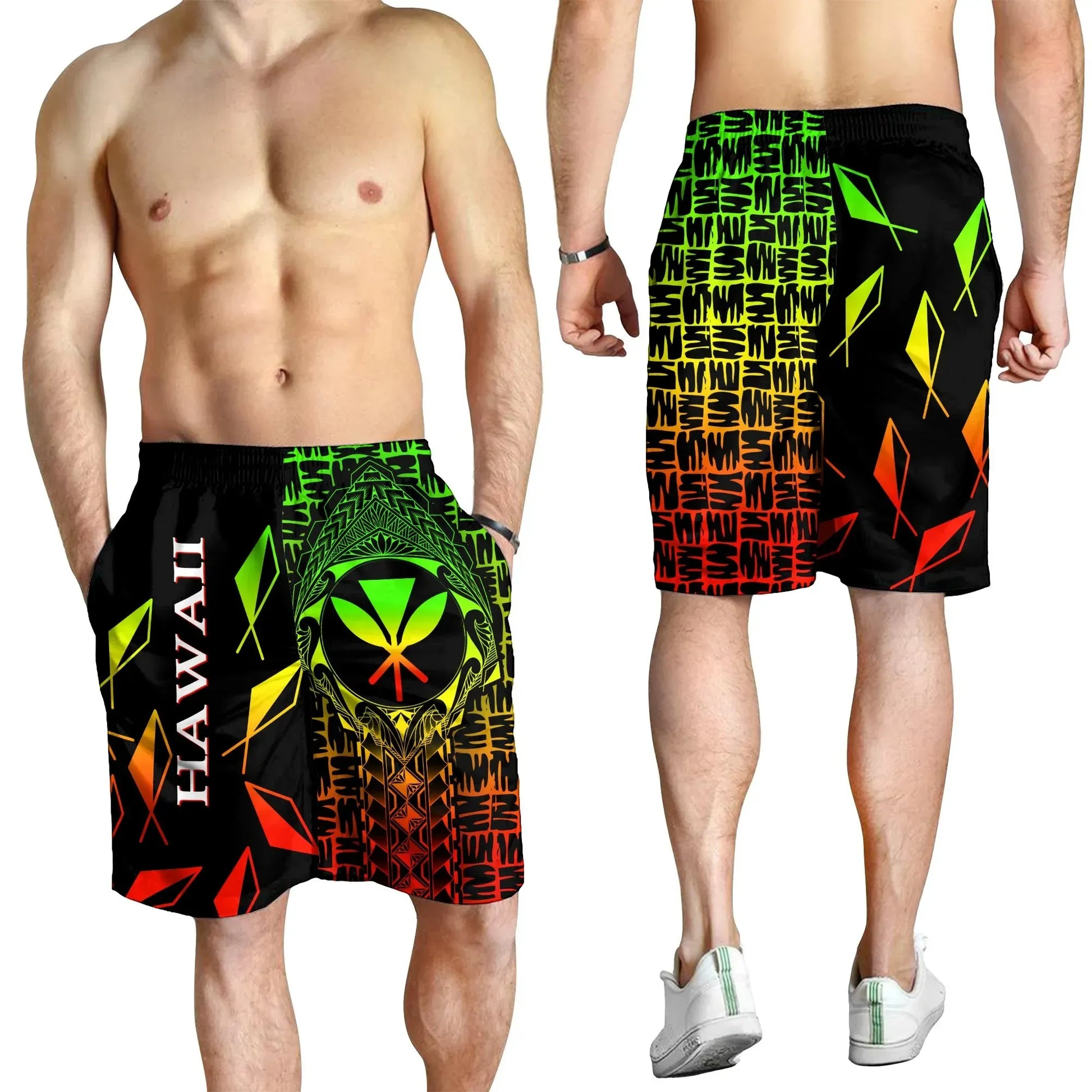Hawaii Men Shorts Kanaka Maoli Rocket Style Reggae 8