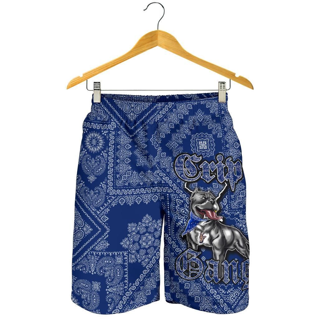 Crips Gang Bulldog Men's Shorts Blue Paisley