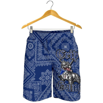 Crips Gang Bulldog Men's Shorts Blue Paisley