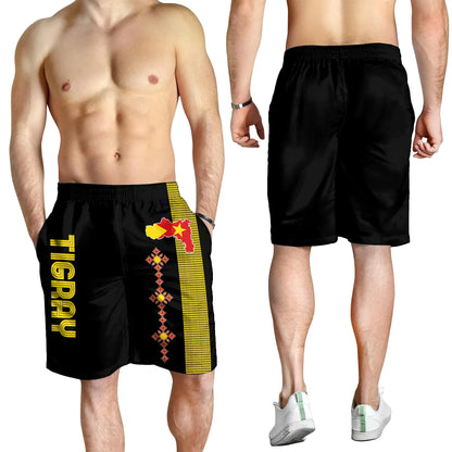 Tigray Short Tigray Round Pattern Flag Men Black