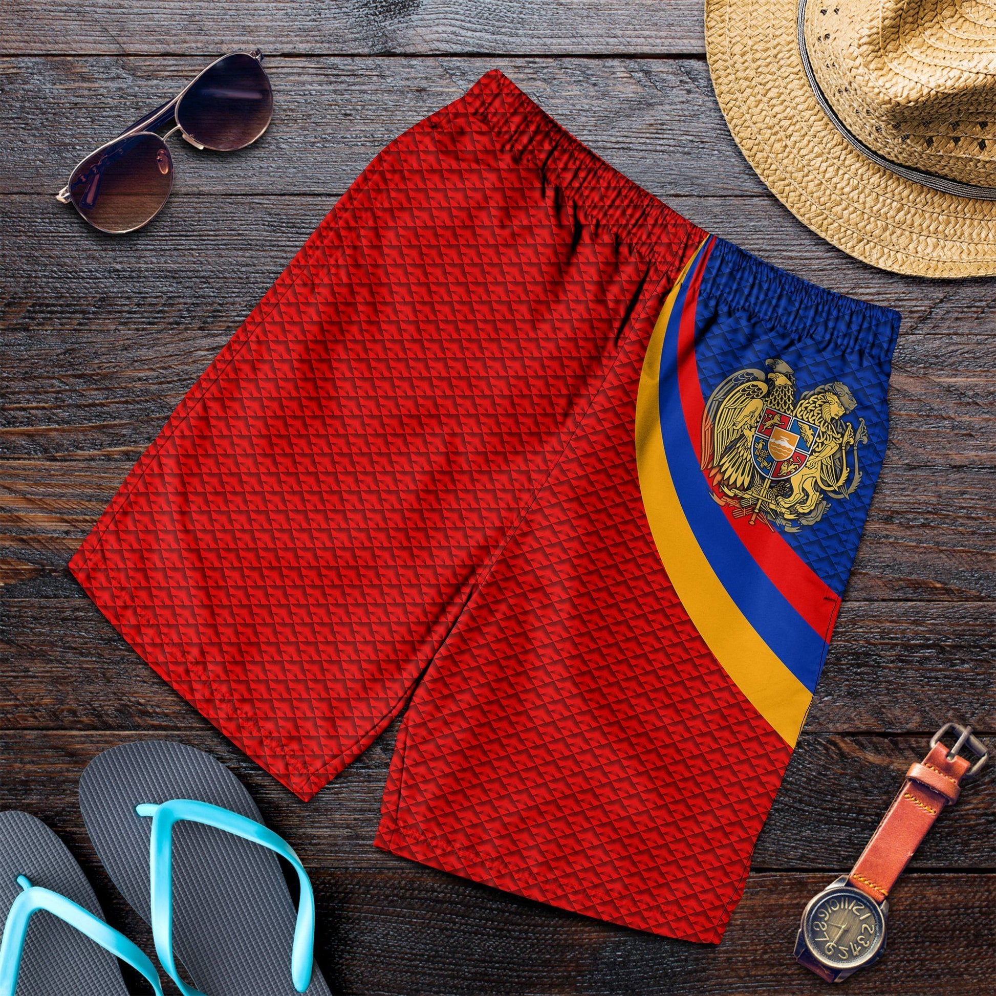 Armenia Men's Short Armenia Coat Of Arms and Flag Color