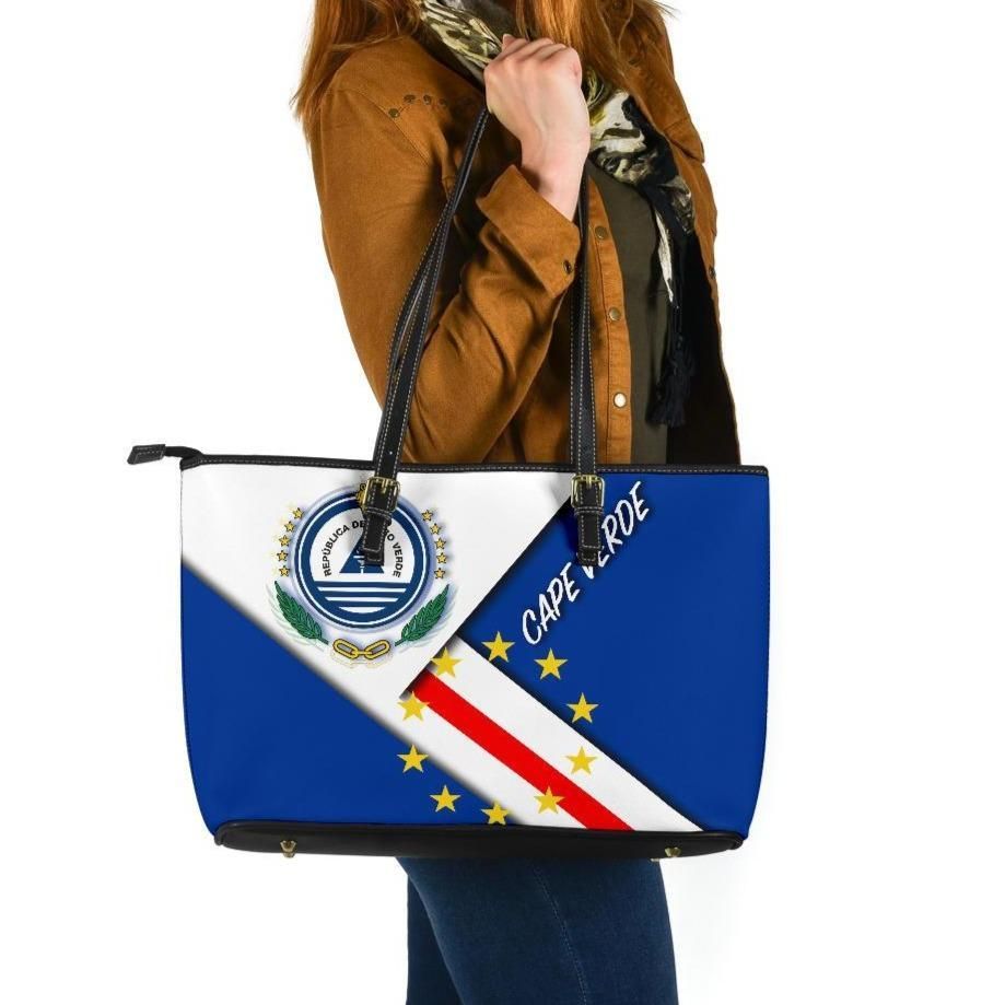 Cape Verde Leather Tote Bag Flag With Coat Of Arm