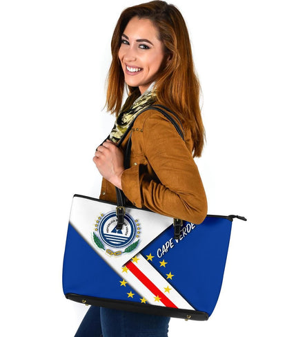 Cape Verde Leather Tote Bag Flag With Coat Of Arm