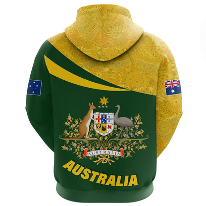 Australia Hoodie, Australia Round Kangaroo Aboriginal Green