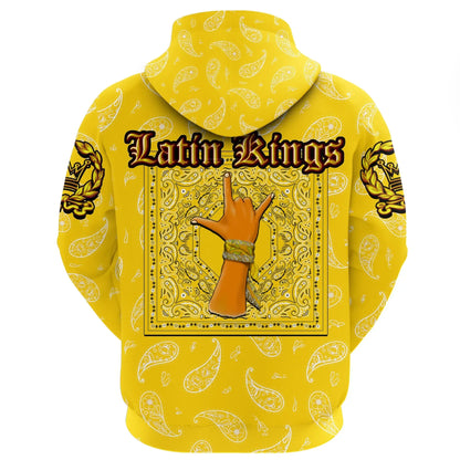 Latin Kings Gang Hoodie - Yellow Bandana Pattern Hoodie