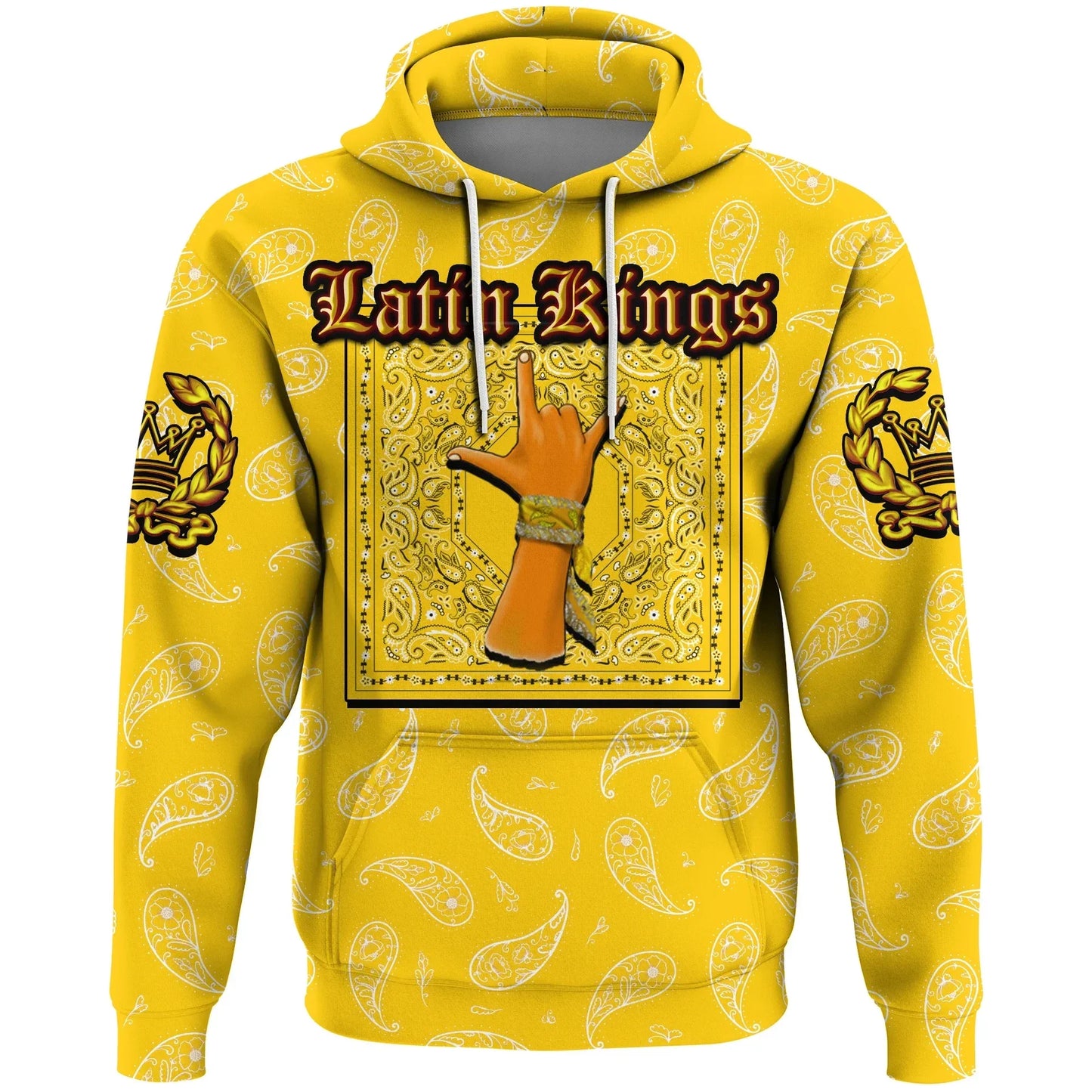 Latin Kings Gang Hoodie - Yellow Bandana Pattern Hoodie