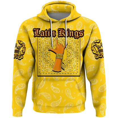 Latin Kings Gang Hoodie - Yellow Bandana Pattern Hoodie