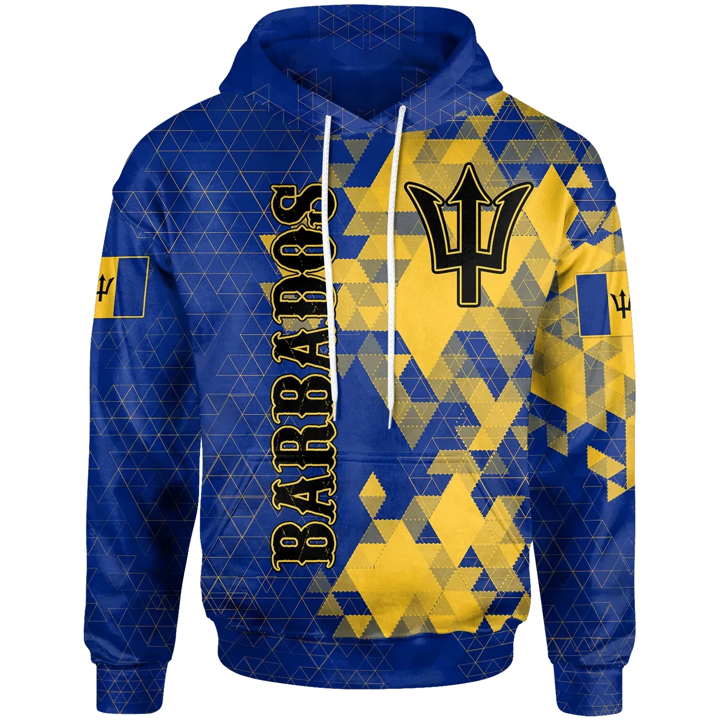 Barbados Hoodie National Flag Polygon Style