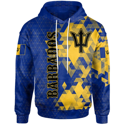 Barbados Hoodie National Flag Polygon Style
