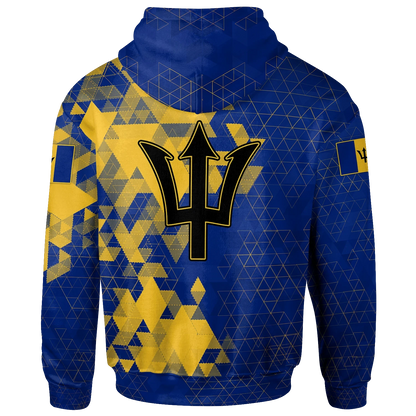 Barbados Hoodie National Flag Polygon Style