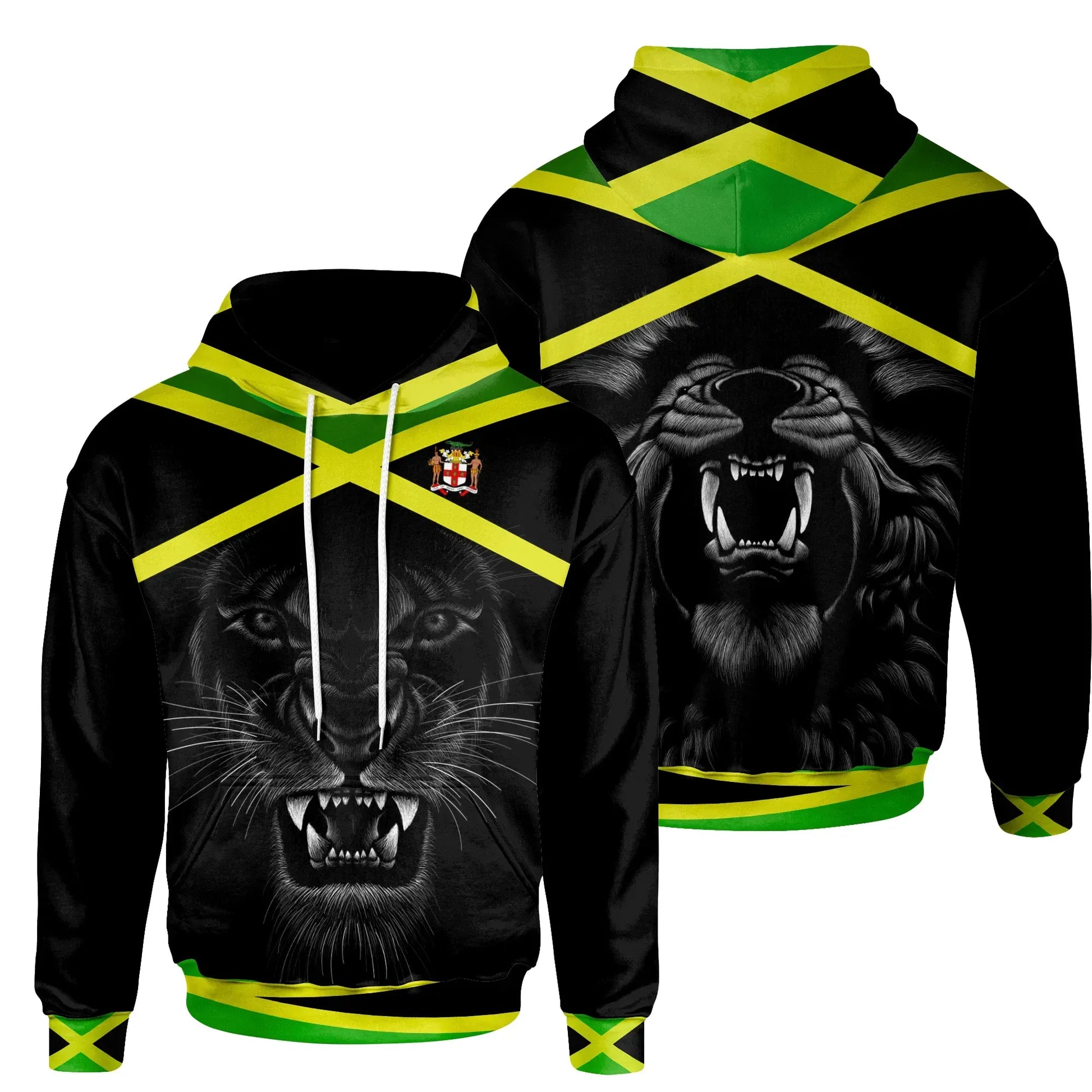 Africa Hoodie Jamaica Coat Of Arm, Flag Color
