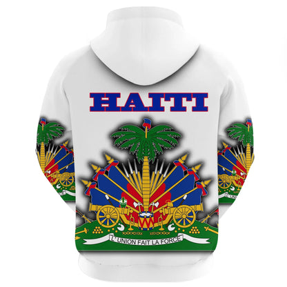 Haiti Hoodie Flag With Coat Of Arm White