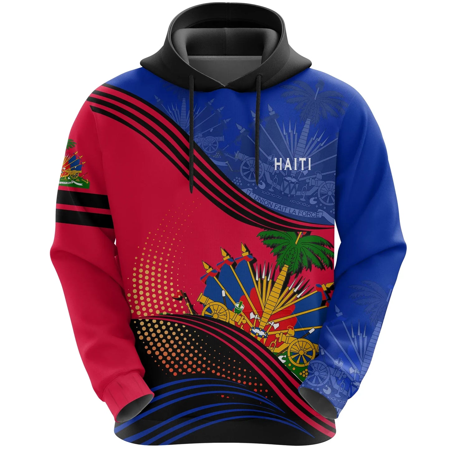 Haiti Hoodie Fall In The Wave Haiti Coat Of Arms Hoodie