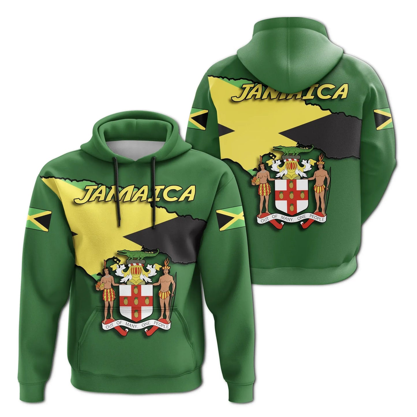 Jamaica Map Flag Coat Of Arms Hoodie Jw