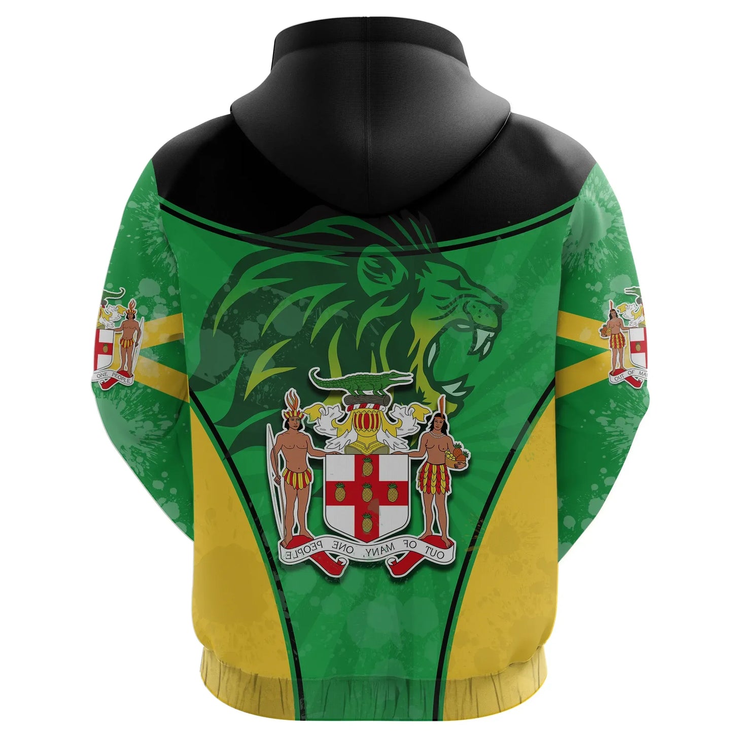 Jamaica Lion Hoodie Circle Stripes Flag Version