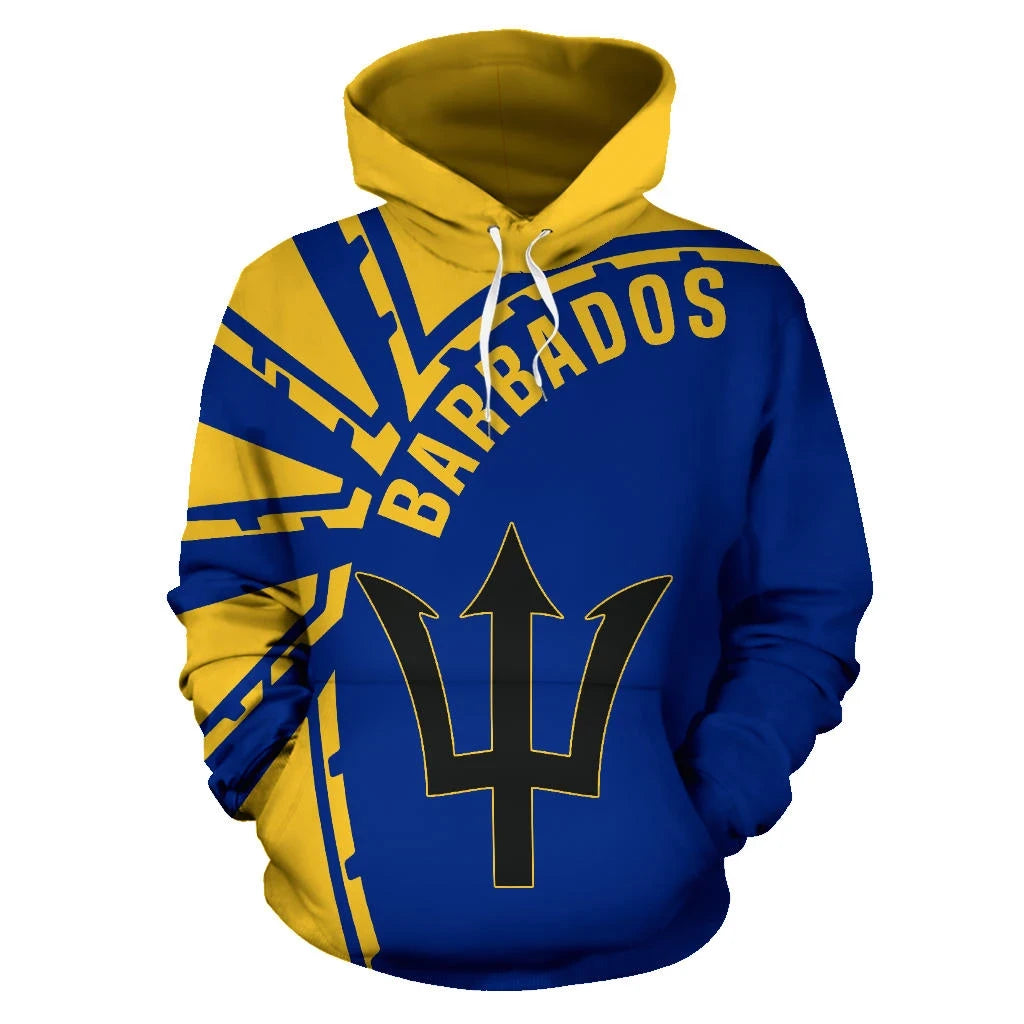 Barbados Hoodie Barbados Flag Curve Style Unisex Zip Hoodie