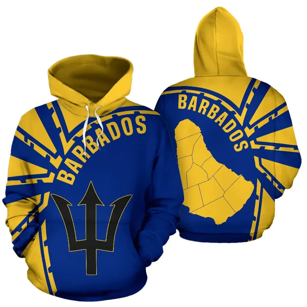 Barbados Hoodie Barbados Flag Curve Style Unisex Zip Hoodie